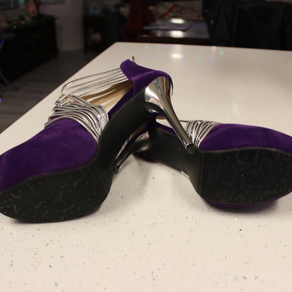 Suede Peep-Toe Platform Stiletto Heels Size 11 - Picture 13 of 13